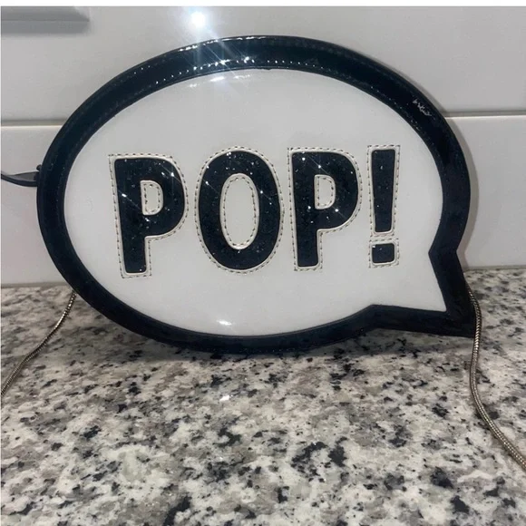 Kate Spade New York Black and White Novely Speech Bubble 'POP!' Crossbody EUC - Picture 1 of 16